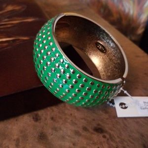 Amrita Singh gold studded green bangle